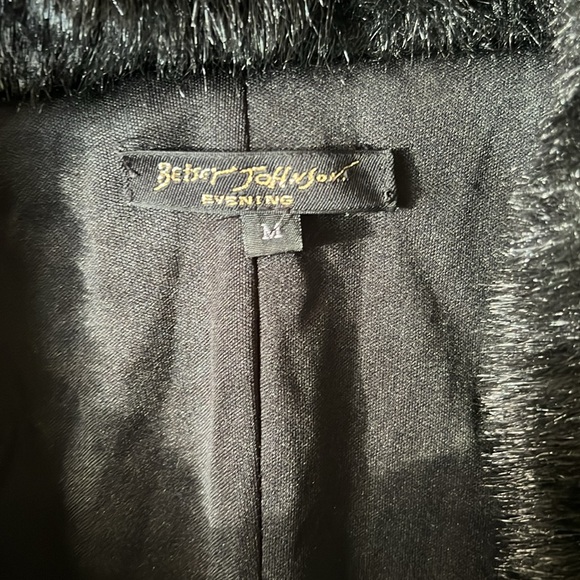 VINTAGE BETSEY JOHNSON BLACK FAUX FUR VELVET DUSTER RARE S M L ICONIC Y2K - Picture 3 of 6